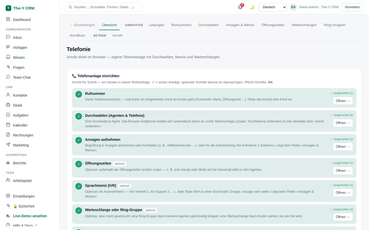 Telefonie in The-Y CRM